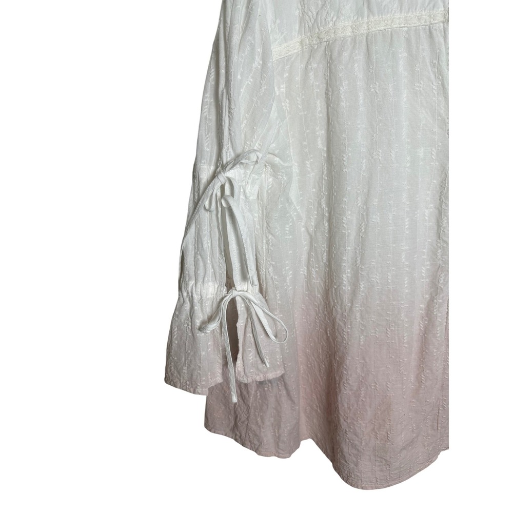 POL Boho Lace Up Peasant Blouse Pink Ombre Textured Small Cottagecore Festival - Picture 6 of 8